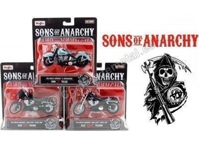 Cochesdemetal.es SET 3 Motocicletas Harley-Davidson TV Series Sons of Anarchy 1:18 Maisto 35024B 2