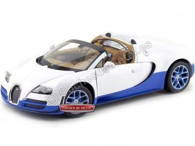 2014 Bugatti Veyron 16.4 Grand Sport Vitesse Blanco-Azul 1:18 Rastar 43900 Cochesdemetal.es