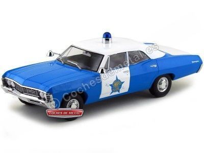 Cochesdemetal.es 1967 Chevrolet Biscayne Chicago Illinois Police Azul-Blanco 1:18 Greenlight 19009