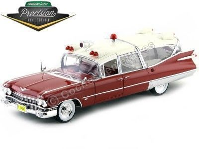1959 Cadillac Ambulancia Red and White 1:18 GreenLight Precision Collection PC18001 Cochesdemetal.es