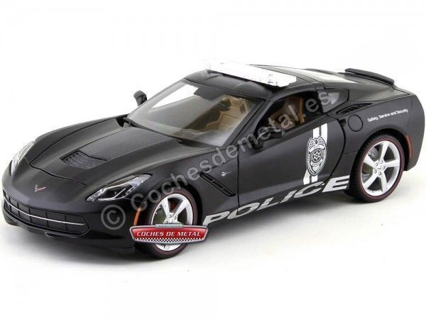 Cochesdemetal.es 2014 Chevrolet Corvette C7 Stingray Police Car Negro Mate 1:18 Maisto Premiere 36212