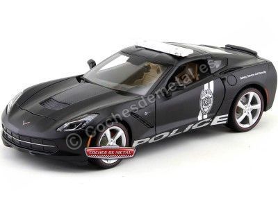 Cochesdemetal.es 2014 Chevrolet Corvette C7 Stingray Police Car Negro Mate 1:18 MAISTO Premiere 36212