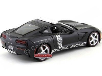 Cochesdemetal.es 2014 Chevrolet Corvette C7 Stingray Police Car Negro Mate 1:18 Maisto Premiere 36212 2