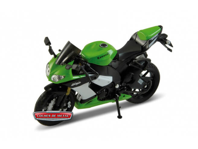 2009 Kawasaki Ninja ZX-10R Verde-Negro 1:18 Welly 12809