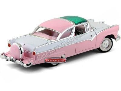 1955 Ford Fairlane Crown Victoria Rosa-Blanco 1:18 Lucky Diecast 92138 Cochesdemetal.es 2