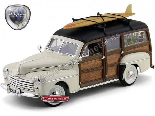 Cochesdemetal.es 1948 Ford Super Deluxe Woody Estate Wagon White 1:18 Lucky Diecast 20028