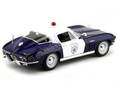 1965 Chevrolet Corvette Sting Ray Coupé Police Azul-Blanco 1:18 Maisto 31381 Cochesdemetal.es 2