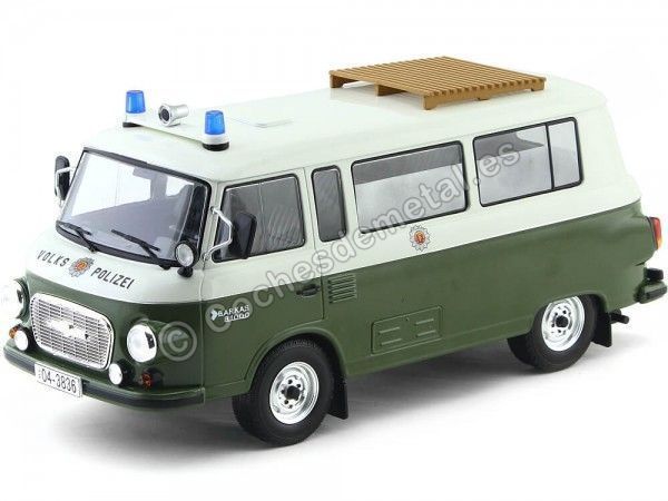 Cochesdemetal.es 1965 Barkas B 1000 Feurewehr Mini Bus Policía Alemana 1:18 MC Group 18009