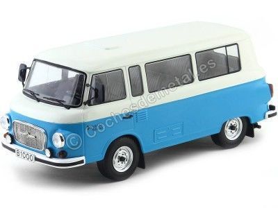 Carsdemetal.es 1965 Barkas b 1000 mininudo azul/branco 1:18 MC Grupo 18007