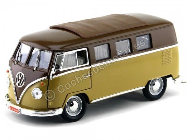 Carsdemetal.es 1962 Volkswagen microbus combi tipo 2 t1 marron-Gold 1:18 Lucky Diecast 92328