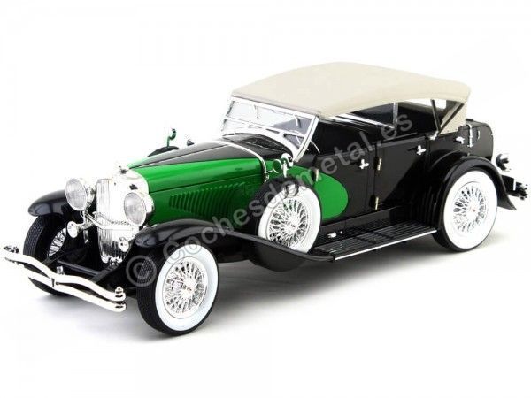 Cochesdemetal.es 1934 Duesenberg Phaeton Cabrio Verde / Negro 1:18 Modèles de signature 18110