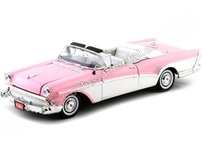 Cochesdemetal.es 1957 Buick Roadmaster Rosa-Blanco 1:18 Motor Max 73152