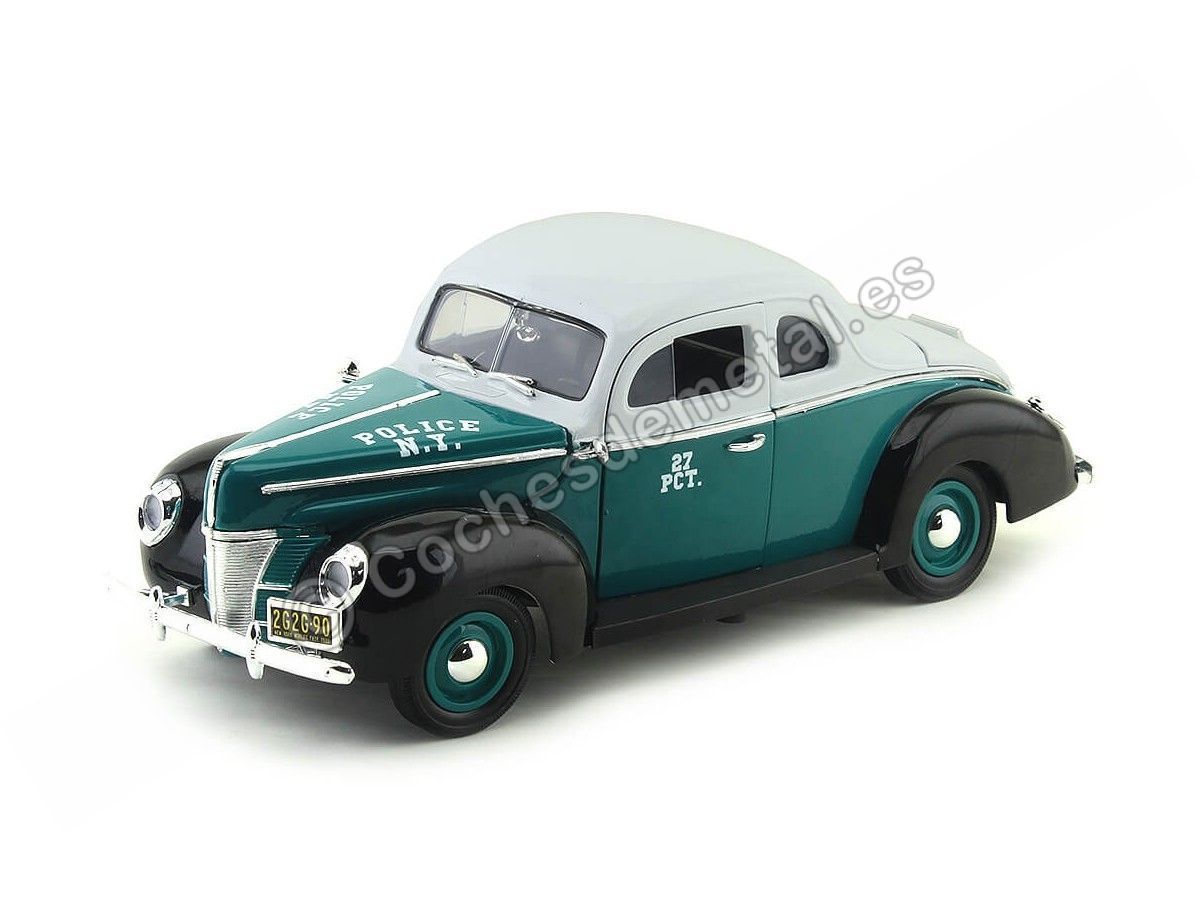 Cochesdemetal.es 1940 Ford Deluxe Cupe Police NYPD 1:18 Greenlight 12972