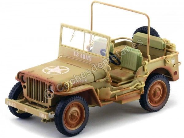 Carsdemetal.es 1943 Jeep Willys Casablanca Arense do deserto sujo 1:18 Triple-9 1800140A