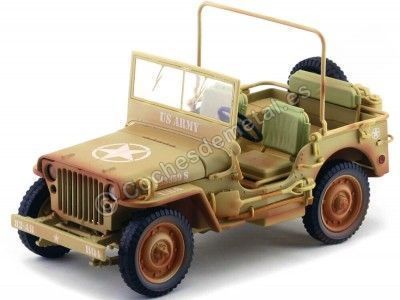 Carsdemetal.es 1943 Jeep Willys Casablanca Arense do deserto sujo 1:18 Triple-9 1800140A