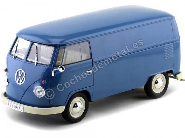 Cochesdemetal.es 1963 Volkswagen T1 Panneau microbus van Azul 1:18 Welly 18053