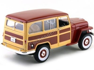 1955 Jeep Willys Station Wagon Rojo-Madera 1:18 Lucky Diecast 92858 Cochesdemetal.es 2