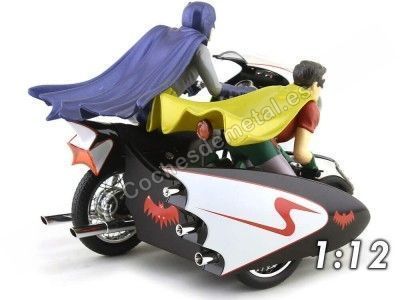 1966 TV Series Batcycle con Sidecar Batman y Robin 1:12 Hot Wheels Elite CMC85 Cochesdemetal.es 2