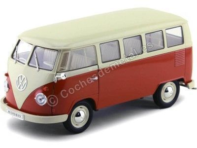 Carsdemetal.es 1963 Volkswagen T1 Classical Red/White Microbus 1:18 bem 18054