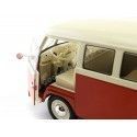 Cochesdemetal.es 1963 Volkswagen T1 Classical Microbus Rojo-Blanco 1:18 Welly 18054