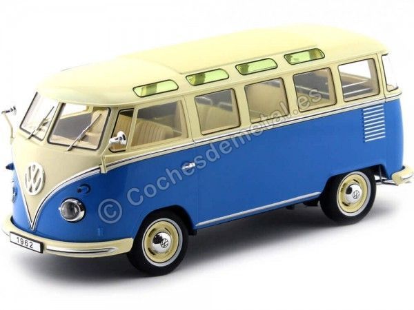 Carsdemetal.es 1961 Volkswagen T1 samba ônibus azul-creme 1:18 KK 180152