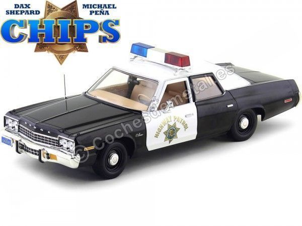 Cochesdemetal.es 1975 Dodge Monaco Police Car "CHiPs" 1:18 Auto World AWSS112