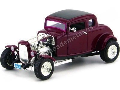 1932 Ford Hot Rod 5-Window Coupe Violeta 1:18 Motor Max 73172 Cochesdemetal.es