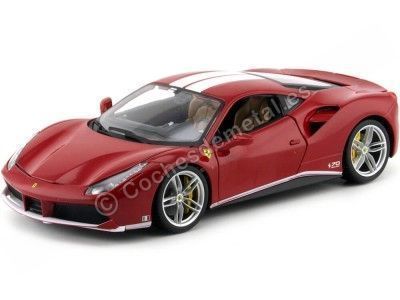 Cochesdemetal.es 2015 Ferrari 488 GTB "The Schumacher" Rojo-Blanco 1:18 Bburago 76102