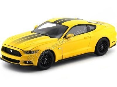 2016 Ford Mustang GT 5.0 Amarillo-Negro 1:18 Auto World AW229 Cochesdemetal.es