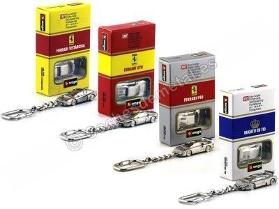 Cochesdemetal.es Lote cuatro llaveros varios modelos Cromados a escala 1:87 Bburago 4500