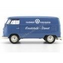 Carsdemetal.es 1963 Volkswagen T1 Microbus Painel Van "Volkswagen Porschewagen" Blue 1:18 bem 18053