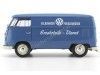 Carsdemetal.es 1963 Volkswagen T1 Microbus Painel Van "Volkswagen Porschewagen" Blue 1:18 bem 18053