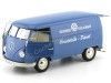 Carsdemetal.es 1963 Volkswagen T1 Microbus Painel Van "Volkswagen Porschewagen" Blue 1:18 bem 18053