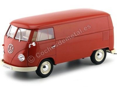 Cochesdemetal.es 1963 Volkswagen T1 Panneau microbus van rojo 1:18 Welly 18053