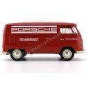 Cochesdemetal.es 1963 Volkswagen T1 Microbus Panel Van "Servicio Porsche" Rojo 1:18 Welly 18053