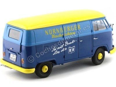 Cochesdemetal.es 1973 Volkswagen T1 Nurnberger Nachlichten Blue-Yellow 1:18 Schuco 450027900 2