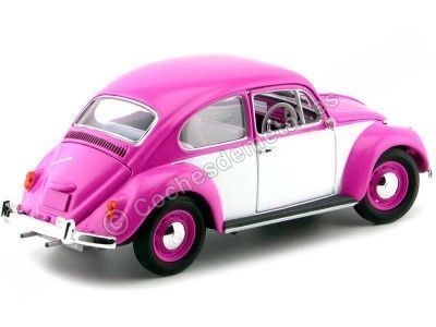 Cochesdemetal.es 1967 Volkswagen Beetle Rosa-Blanco 1:18 Greenlight 13512 2