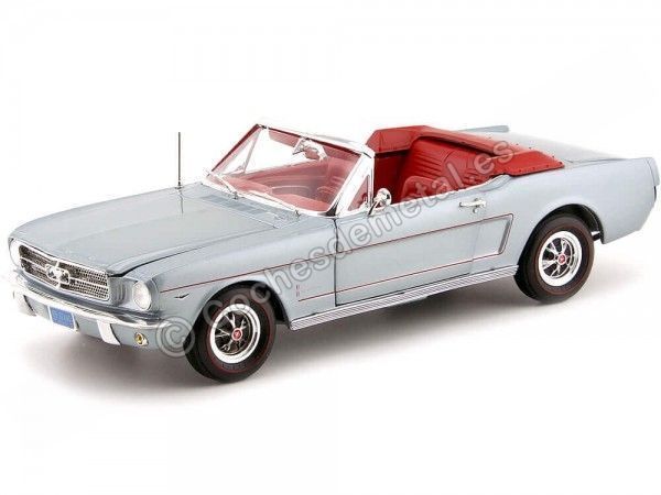Cochesdemetal.es 1965 Ford Mustang conversível cinza prateado 1:18 Auto World AMM1103