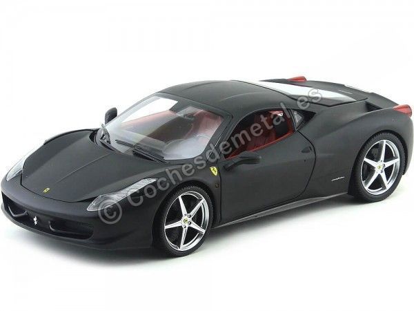 2010 Ferrari 458 Italia Negro Mate 1:18 Hot Wheels T6921 Cochesdemetal 1 - Coches de Metal 