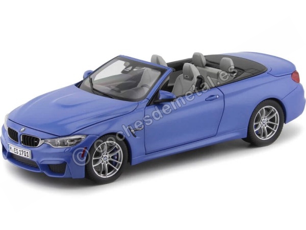 Cochesdemetal.es 2015 BMW M4 F83 Cabriolet Yas Mina Blue 1:18 Édition de concessionnaire 80432399612