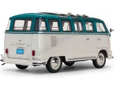 1962 Volkswagen T1 Samba Bus Blue-Beige Grey 1:12 Sun Star 5084 Cochesdemetal.es 2