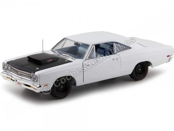 Cochesdemetal.es 1969 Plymouth Roadrunner Post Coupe White 1:18 Auto World AMM1147