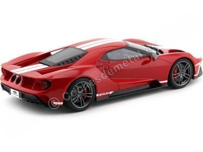 CARSDEMETAL.ES 2017 Ford GT Red avec rayures blanches 1:18 GT Spirit US008B 2