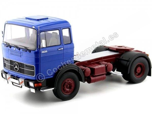 Carsdemetal.es 1969 caminhão Mercedes LPS 1632 Dois eixos azul-vermelho 1:18 ROAD KINGS 180022