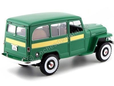 1955 Jeep Willys Station Wagon Dark Green 1:18 Lucky Diecast 92858 Cochesdemetal.es 2