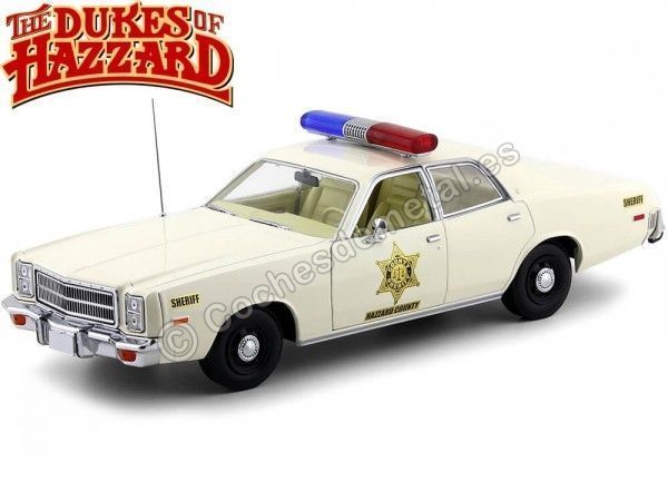 Cochesdemetal.es 1977 Plymouth Fury Police "Sheriff Hazzard" 1:18 Greenlight 19055