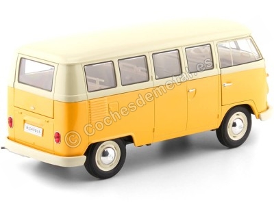 Cochesdemetal.es 1963 Volkswagen T1 Classical Microbus Amarillo-Beige 1:18 Welly 18054 2