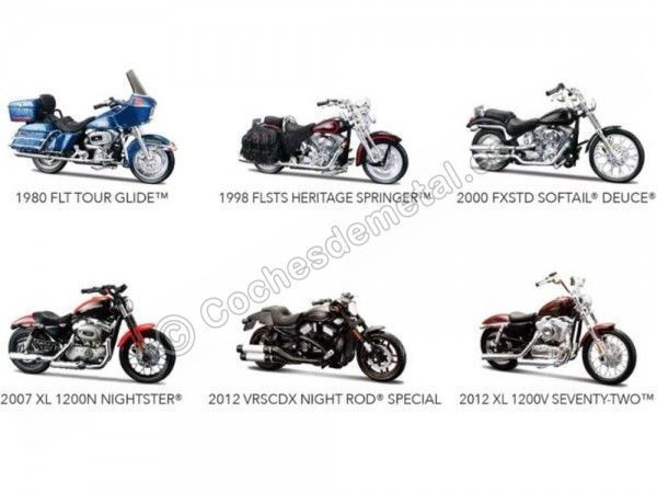 Cochesdemetal.es Lote 6 Motocicletas Harley-Davidson 1:18 Maisto 31360 Series 31