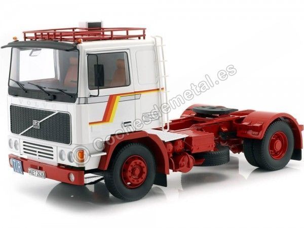 Cochesdemetal.es 1977 Camion Volvo F1220 Dos Ejes White-Red 1:18 Road Kings 180031