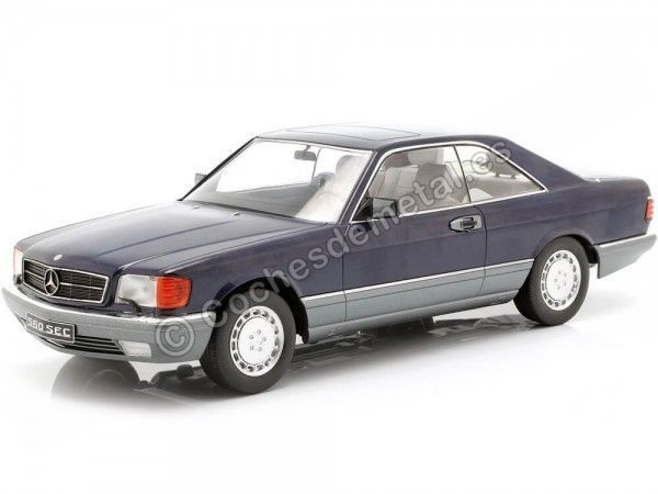 Cochesdemetal.es 1985 Mercedes-Benz 560 SEC C126 Azul Metalizado 1:18 KK-Scale 180333